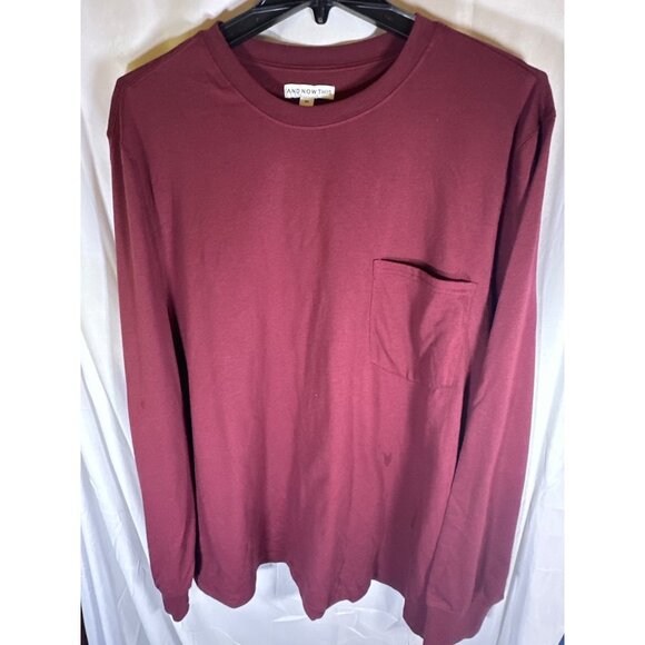 And Now This Mens Crewneck Long Sleeve T-Shirt, Tawny Port, Size XXL, NWT - Picture 2 of 5